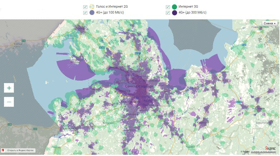 Карта покрытия мегафон спб и ленобласть